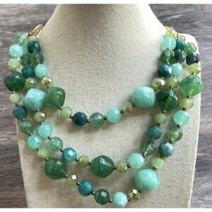 Vintage Green Round Beads Necklace Elegant Women’s Sz 21”
